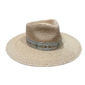 Lack of Color Indio Straw Hat Jacquard Band Tan Natural Fedora Sun Hat 55cm S